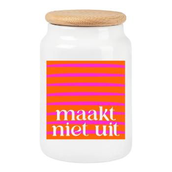 Peu importe - Boîte à biscuits avec couvercle en bois - blanc - Devant