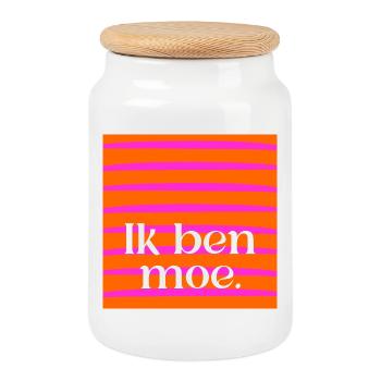 I am tired - Cookie Jar with Wooden Lid - white - Front