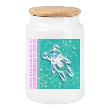Clean Core Bubble Bear - Cookie Jar with Wooden Lid - white - Front