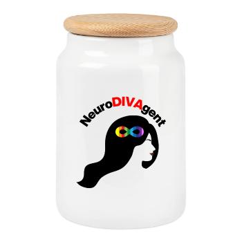 NeuroDivaGent as a superpower, neurodivergent - Cookie Jar with Wooden Lid - white - Front