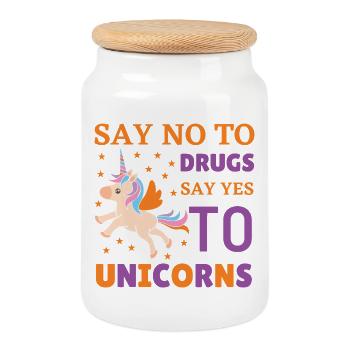 No drugs yes to unicorns - Keksdose mit Holzdeckel - Weiß - Vorne