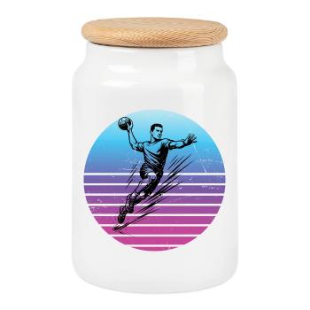 Handball motif for real lovers for men - Cookie Jar with Wooden Lid - white - Front