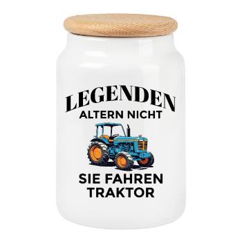Les légendes entraînent des tracteurs - Boîte à biscuits avec couvercle en bois - blanc - Devant