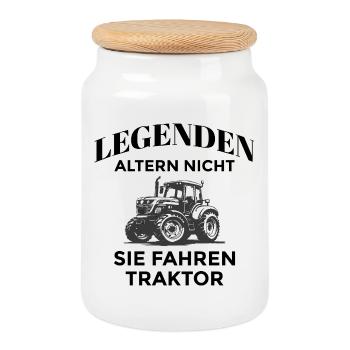 Les légendes entraînent des tracteurs - Boîte à biscuits avec couvercle en bois - blanc - Devant