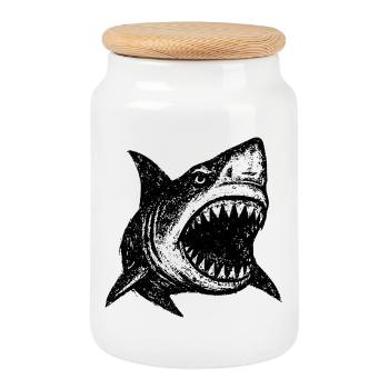 Style Grunge de Shark – Puissance Océanique Sombre - Boîte à biscuits avec couvercle en bois - blanc - Devant