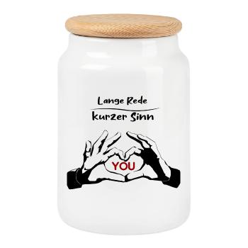 Rotes YOU Typografie auf Schwarz - Keksdose mit Holzdeckel - Weiß - Vorne