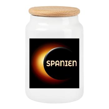 Totale Sonnenfinsternis Spanien 2026 - Keksdose mit Holzdeckel - Weiß - Vorne