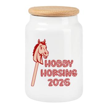 Hobby Horsing 2026 Pferde - Keksdose mit Holzdeckel - Weiß - Vorne