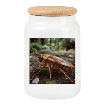 Cafard réaliste – Macro Conception d’insectes - Boîte à biscuits avec couvercle en bois - blanc - Devant