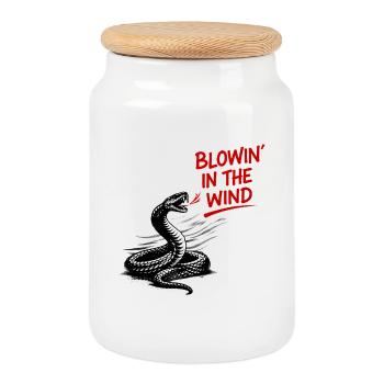 Graphique du Serpent du Vent - Boîte à biscuits avec couvercle en bois - blanc - Devant