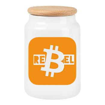 Bitcoin Rebel - Boîte à biscuits avec couvercle en bois - blanc - Devant