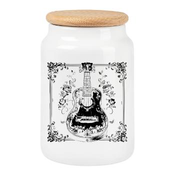 Ukulélé drôle - Boîte à biscuits avec couvercle en bois - blanc - Devant