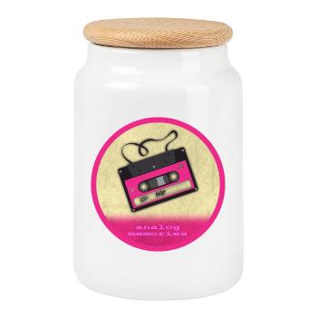 analog_memories - Cookie Jar with Wooden Lid - white - Front