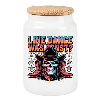 Cowboy en Ligne de Crâne - Boîte à biscuits avec couvercle en bois - blanc - Devant