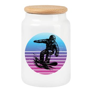 Kurz und klar Snowboard - Keksdose mit Holzdeckel - Weiß - Vorne