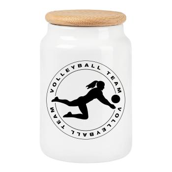 Équipe de volley-ball Mannschaft - Boîte à biscuits avec couvercle en bois - blanc - Devant
