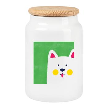 Amoureux des chiens - Boîte à biscuits avec couvercle en bois - blanc - Devant