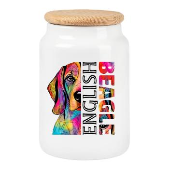 Beagle - Keksdose mit Holzdeckel - Weiß - Vorne