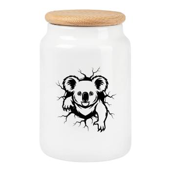 Percée du mur des koalas – Brise du mur des animaux cool - Boîte à biscuits avec couvercle en bois - blanc - Devant