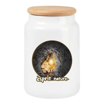 Nature Mushroom - Cookie Jar with Wooden Lid - white - Front
