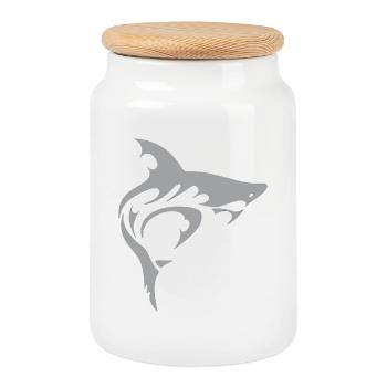 Shark - Cookie Jar with Wooden Lid - white - Front