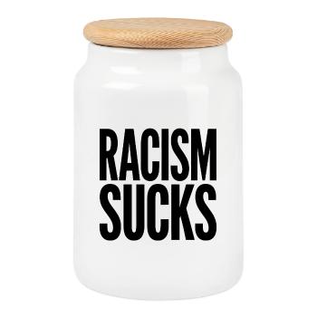 Racism Sucks - Cool Pride Logo - Cookie Jar with Wooden Lid - white - Front