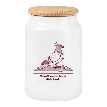 Main Character Energy Dove Delulu - Cookie Jar with Wooden Lid - white - Front