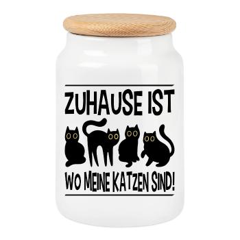 Cadeau de maman chat propriétaire de chat - Boîte à biscuits avec couvercle en bois - blanc - Devant