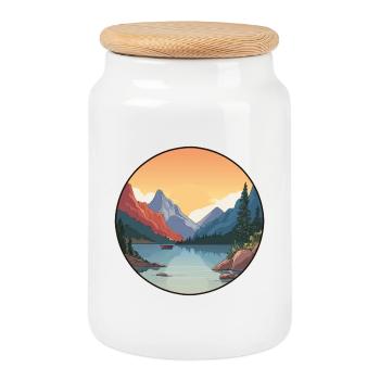 Ruhiger Bergsee – Natur und Gelassenheit - Keksdose mit Holzdeckel - Weiß - Vorne