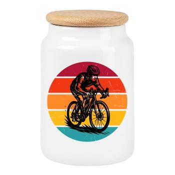 Roadbike artwork for your outfit - Cookie Jar with Wooden Lid - white - Front