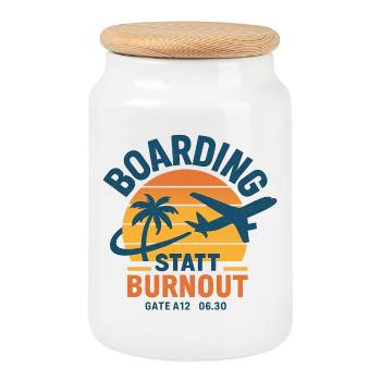 Boarding instead of burnout sunset - Cookie Jar with Wooden Lid - white - Front