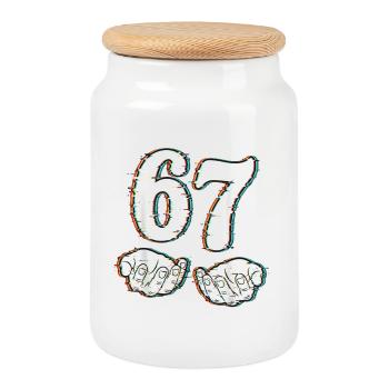 67 Meme Shirt, Funny Six Seven T-Shirt Glitch - Cookie Jar with Wooden Lid - white - Front