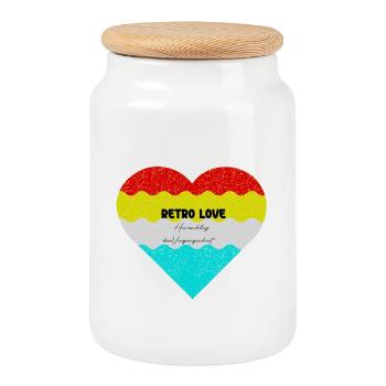 Retro Heart Love in Colorful Gradient - Cookie Jar with Wooden Lid - white - Front