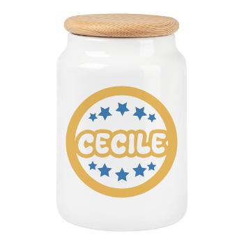 First name Cecile - Cookie Jar with Wooden Lid - white - Front
