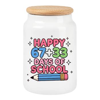 Bonne équation de maths scolaire des 100 jours - Boîte à biscuits avec couvercle en bois - blanc - Devant