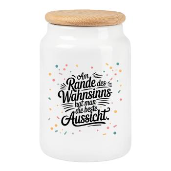 Am Rande des Wahnsinns hat man die beste Aussicht - Keksdose mit Holzdeckel - Weiß - Vorne