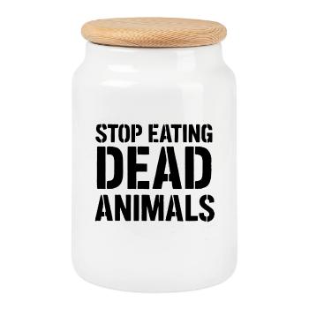 Arrêtez de manger des animaux morts - Boîte à biscuits avec couvercle en bois - blanc - Devant