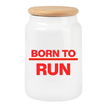 BORN TO RUN, POWER RESOLUTION, RUNNING, JOGGING, RACING - Cookie Jar with Wooden Lid - white - Front