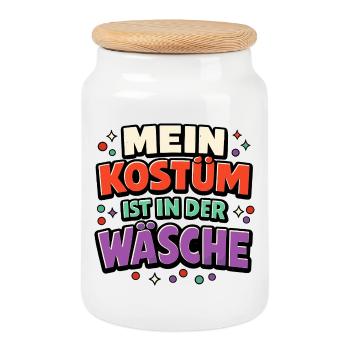 Fasching Kostüm Wäsche Spruch Lustig Geschenk - Keksdose mit Holzdeckel - Weiß - Vorne