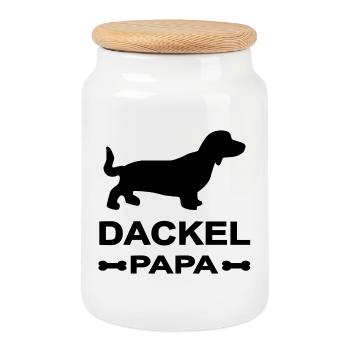 Teckel - Boîte à biscuits avec couvercle en bois - blanc - Devant