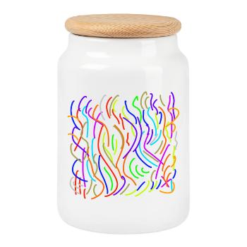 Colour flows on nothing - Cookie Jar with Wooden Lid - white - Front