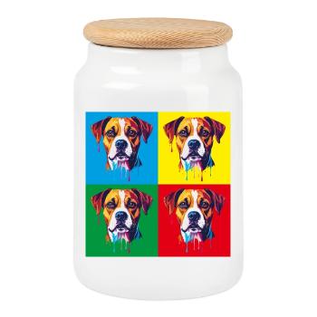 Pop Art Dog Four-Color - Cookie Jar with Wooden Lid - white - Front