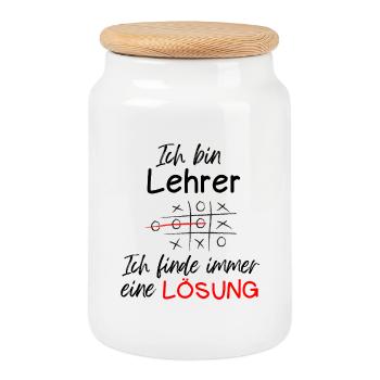 Ich Bin Lehrer Finde Immer Eine Lösung Geschenk - Keksdose mit Holzdeckel - Weiß - Vorne