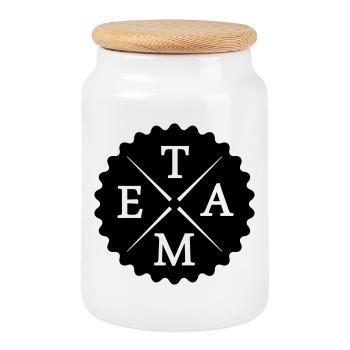 Team - Cookie Jar with Wooden Lid - white - Front