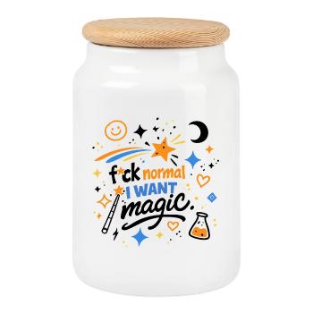 Merde normal Je veux une déclaration de gribouillis magique - Boîte à biscuits avec couvercle en bois - blanc - Devant