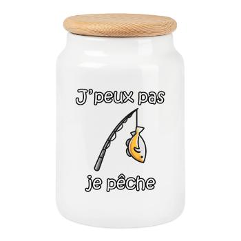 I Can't I Fish – Funny Fisherman Phrase - Cookie Jar with Wooden Lid - white - Front
