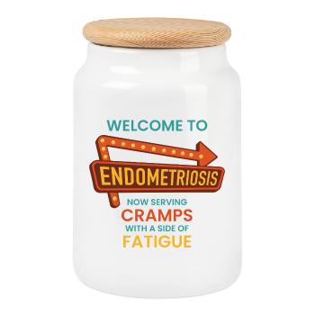 Endometriose-Bewusstsein – Retro-Diner-Schild - Keksdose mit Holzdeckel - Weiß - Vorne