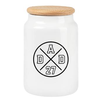 Papa 27 Bébé Papa Cadeau de la fête des pères Papa 2027 - Boîte à biscuits avec couvercle en bois - blanc - Devant