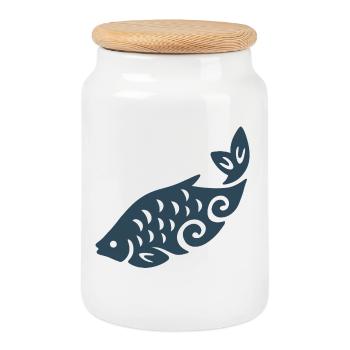 Silhouette du poisson tourbillonnant - Boîte à biscuits avec couvercle en bois - blanc - Devant