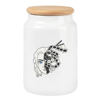 MélanieDeaf Production - Boîte à biscuits avec couvercle en bois - blanc - Devant